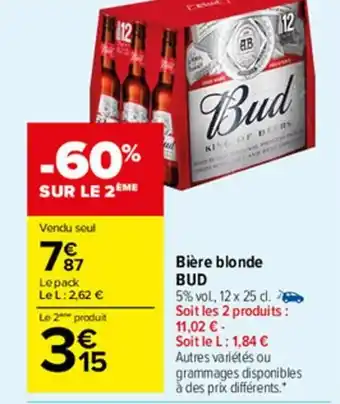 Carrefour Market Bier blonde BUD offre