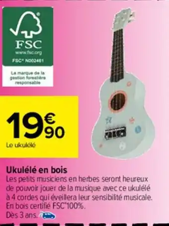 Carrefour Market Ukelélé en bois offre