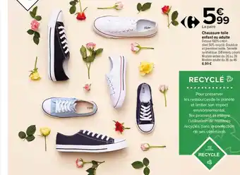 Carrefour Market Chaussure toile enfant ou adulte offre