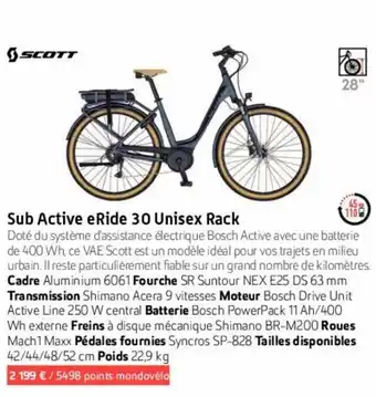 Sub Active eRide 30 Unisex Rack