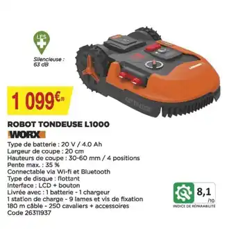 Bricomarché Robot Tondeuse L1000 offre
