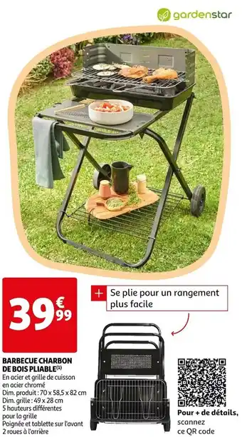 Auchan Barbecue charbon de bois pliabl offre
