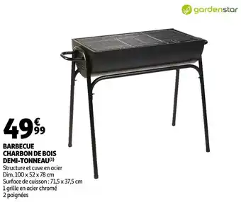 Auchan Gardenstar barbecue charbon de bois demi-tonneau offre