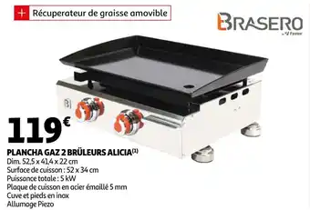 Auchan Brasero plancha gaz 2 brüleurs alicia offre