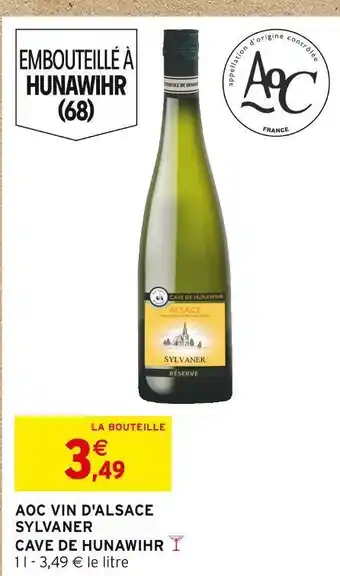 Intermarché Cave de hunawihr aoc vin d'alsace sylvaner offre