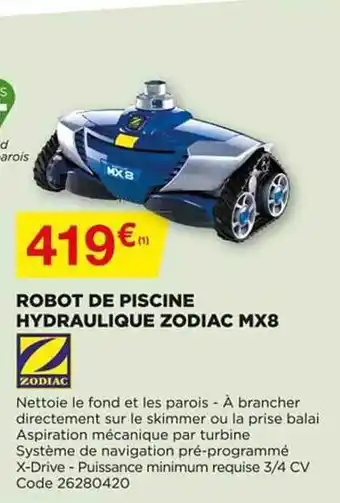 Bricomarché Robot De Piscine Hydraulique Zodiac Mx8 offre