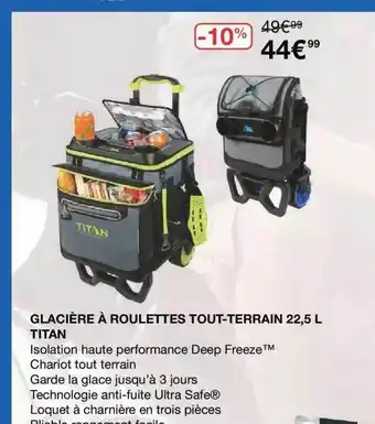 Costco Glacière à Roulettes Tout-terrain 22.5l Titan offre