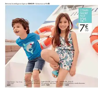 Gémo Combi-short Fille offre