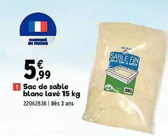 JouéClub Sac De Sable Blanc Lavé 15 Kg offre