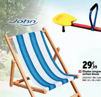 JouéClub Chaise Longue Enfant Bleue offre