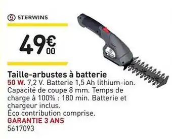 Weldom Taille-arbustes à Batterie Sterwins offre