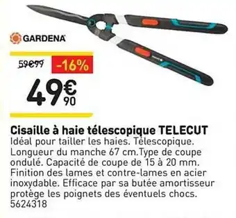Weldom Cisaille à Haie Télescopique Telecut Gardena offre