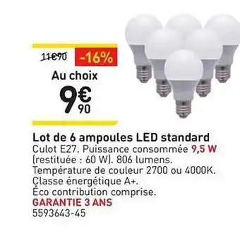 Weldom Lot De 6 Ampoules Led Standard offre