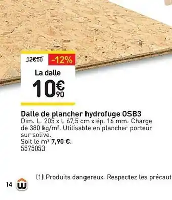 Weldom Dalle De Plancher Hydrofuge Osb3 offre