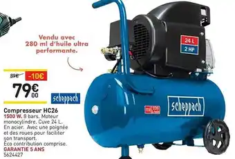 Weldom Compresseur Hc26 Scheppach offre