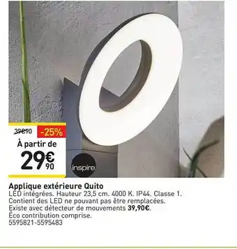 Weldom Applique Extérieure Quito offre