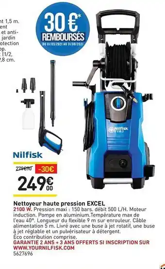 Weldom Nettoyeur Haute Pression Excel Nilfisk offre