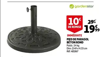 Auchan Pied de parasol béton rond offre
