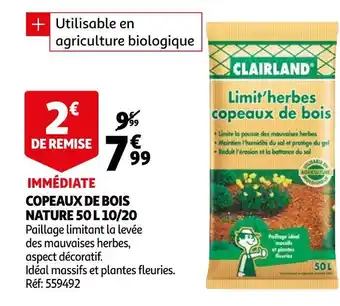 Auchan Clairland copeaux de bois nature 50 l 10/20 offre