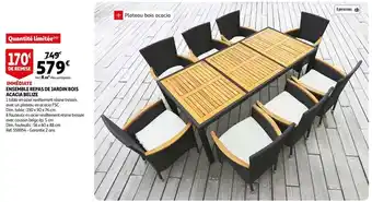 Auchan Ensemble repas de jardin bois acacia belize offre