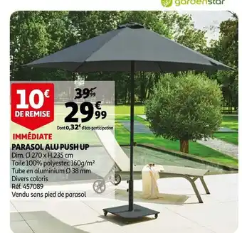 Auchan Gardenstar parasol alu push up offre