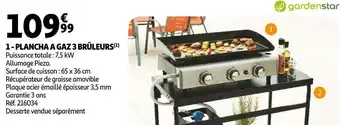 Auchan Gardenstar plancha a gaz 3 brûleurs offre
