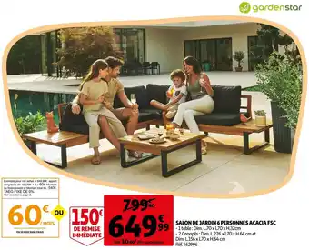 Auchan Salon de jardin 6 personnes acacia fsc offre