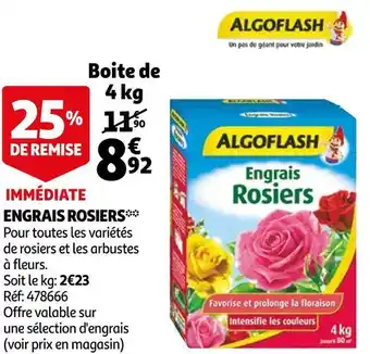 Auchan Algoflash engrais rosiers offre