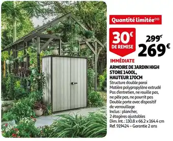 Auchan Armoire de jardin high store 1400l, hauteur 170cm offre