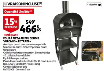 Auchan Four à pizza au feu de bois : vulcano le tradi offre