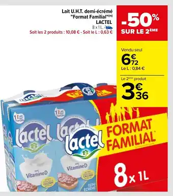 Carrefour Lait U.H.T. demi-écrémé offre
