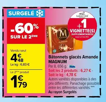 Carrefour Bâtonnets glacés amande MAGNUM offre