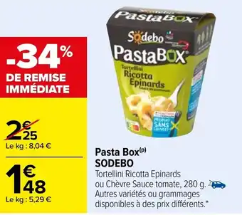 Carrefour Pasta box  SODEBO offre