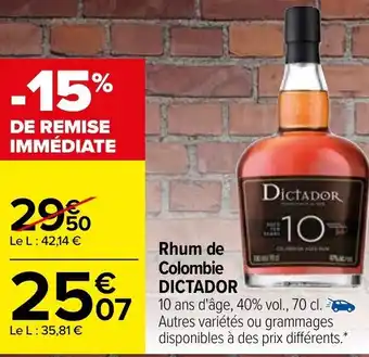 Carrefour Rhum de colombie offre