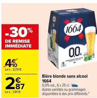 Carrefour Biére blonde sans alcool offre