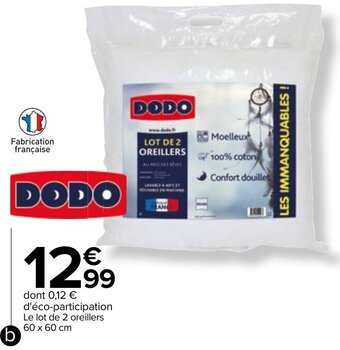 Carrefour Le lot de 2 oreillers offre