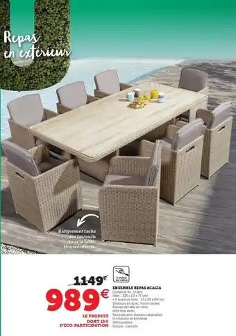 Hyper U Ensemble repas acacia offre
