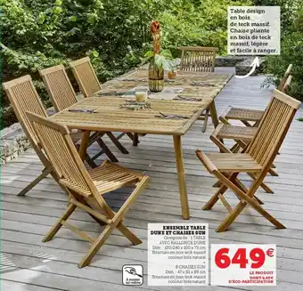 Hyper U Ensemble table dune et chaises sun offre