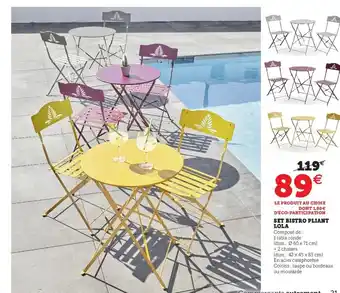 Hyper U Set bistro pliant lola offre