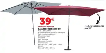Hyper U Parasol droit rond 3m offre