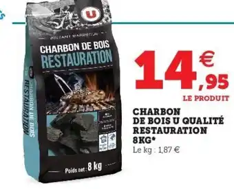 Hyper U Charbon de bois u qualité restauration 8kg offre
