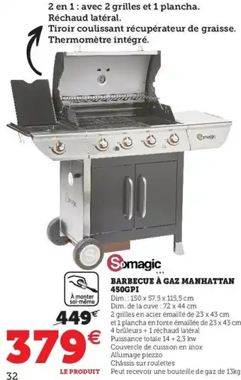Hyper U Barbecue a gaz manhattan 450GPI offre
