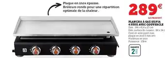 Hyper U Plancha a gaz silvia 4 feux avec couvercle offre