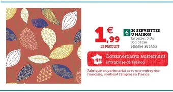 Hyper U 30 Serviettes U Maison offre