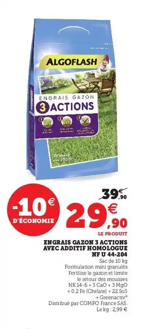 Hyper U Engrais Gazon 3 Actions offre
