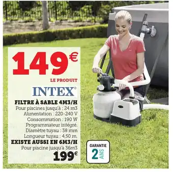 Hyper U Filtre à Sable 4m3/h offre