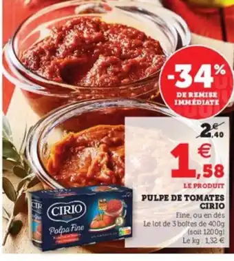Super U Pulpe de Tomates offre