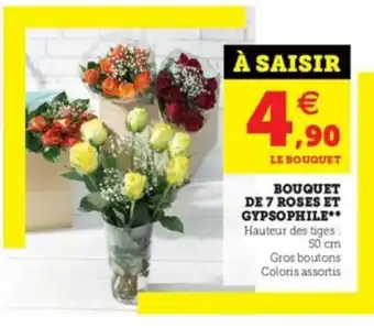 Super U Bouquet de 7 Roses Et Gypsophile offre