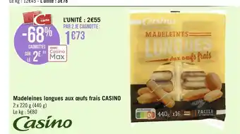 Géant Casino Casino madeleines longues aux œufs frais offre
