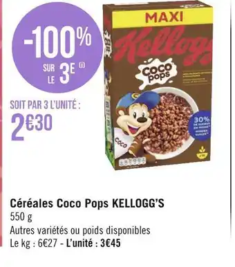 Géant Casino Kellogg’s céréales coco pops offre
